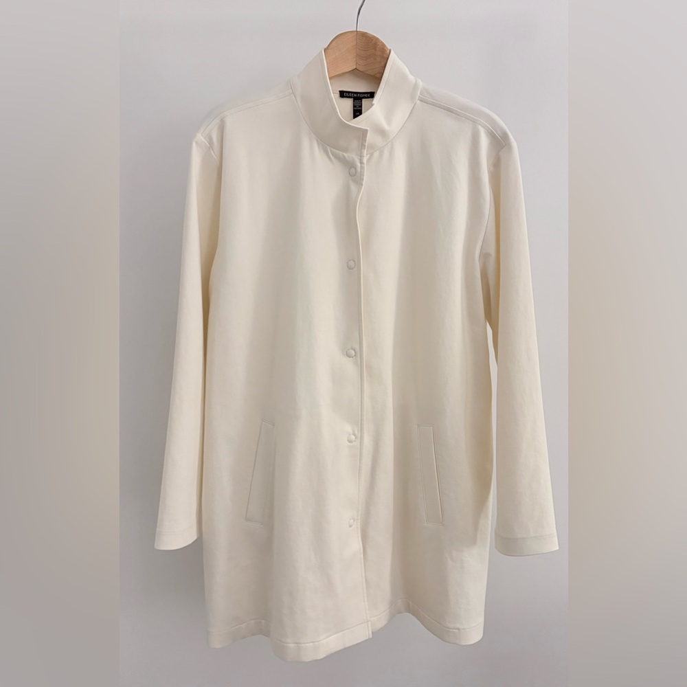 EILEEN FISHER Standing Collar Long Jacket, Size L
New with tags, never worn